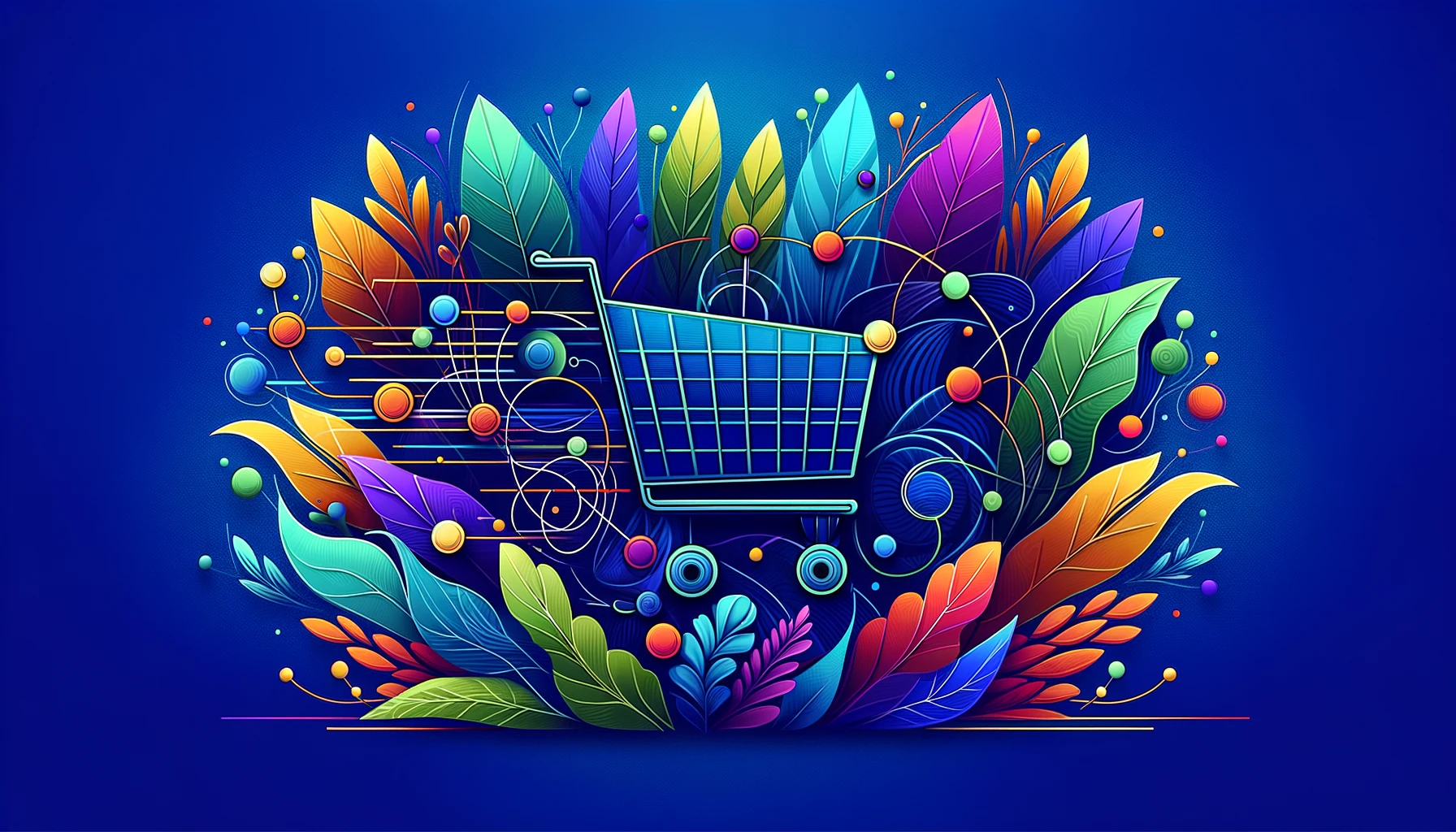 e-commerce cover - a shopping cart and leaves