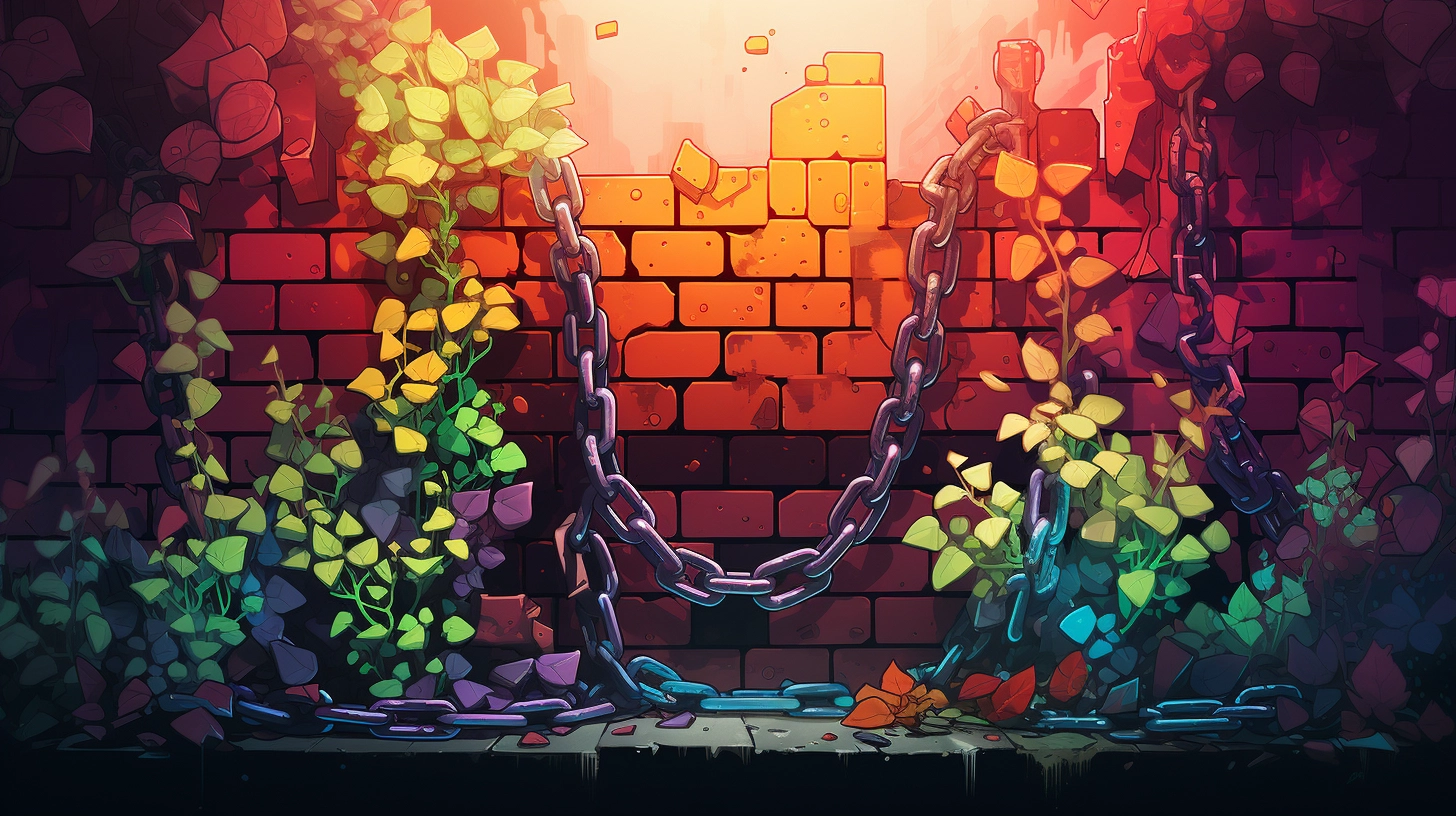 link building featured image - chains and a pile of bricks