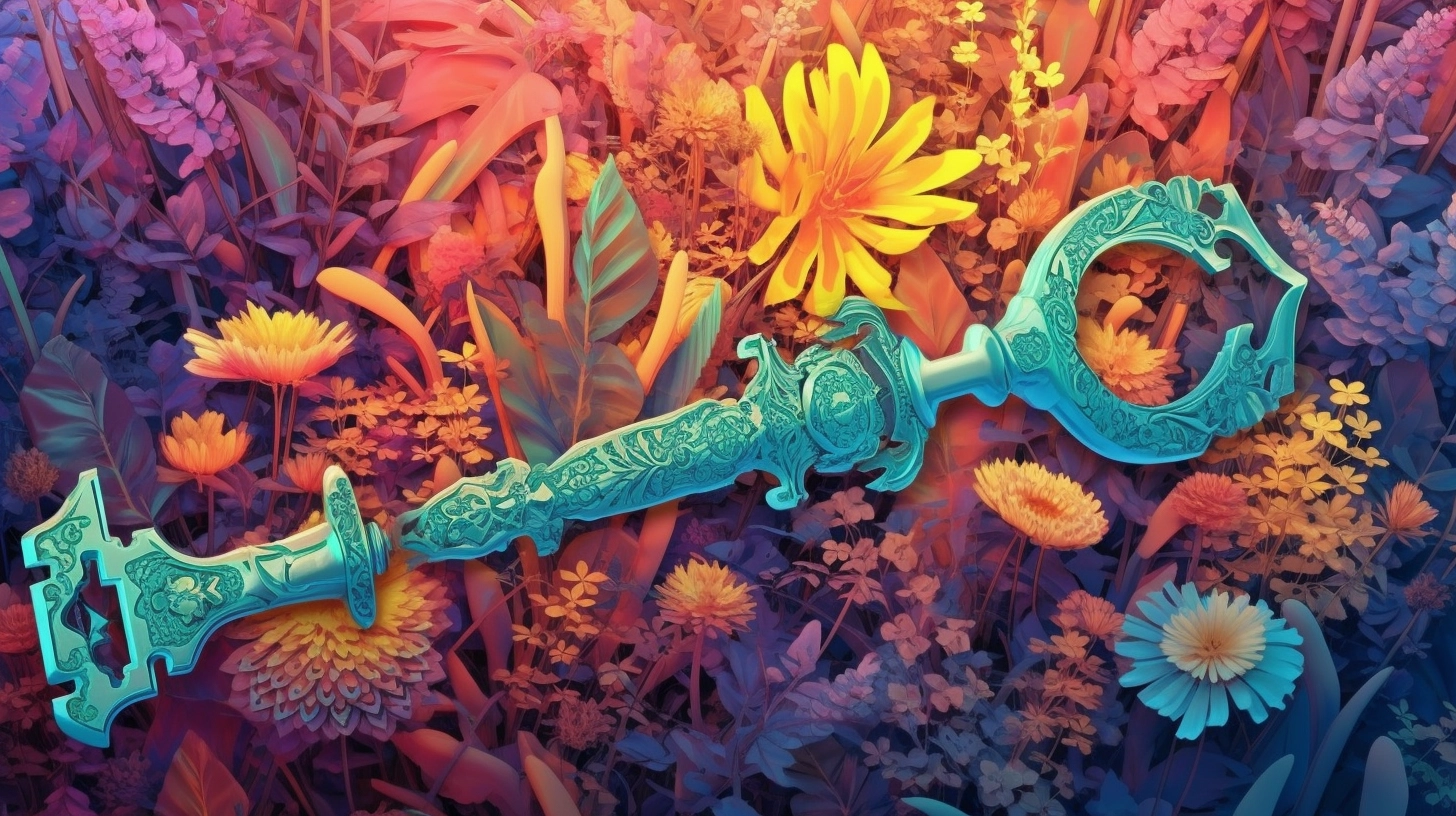 primary keyword featured image - fancy key with colorful plants
