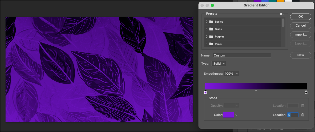 gradient editor purple