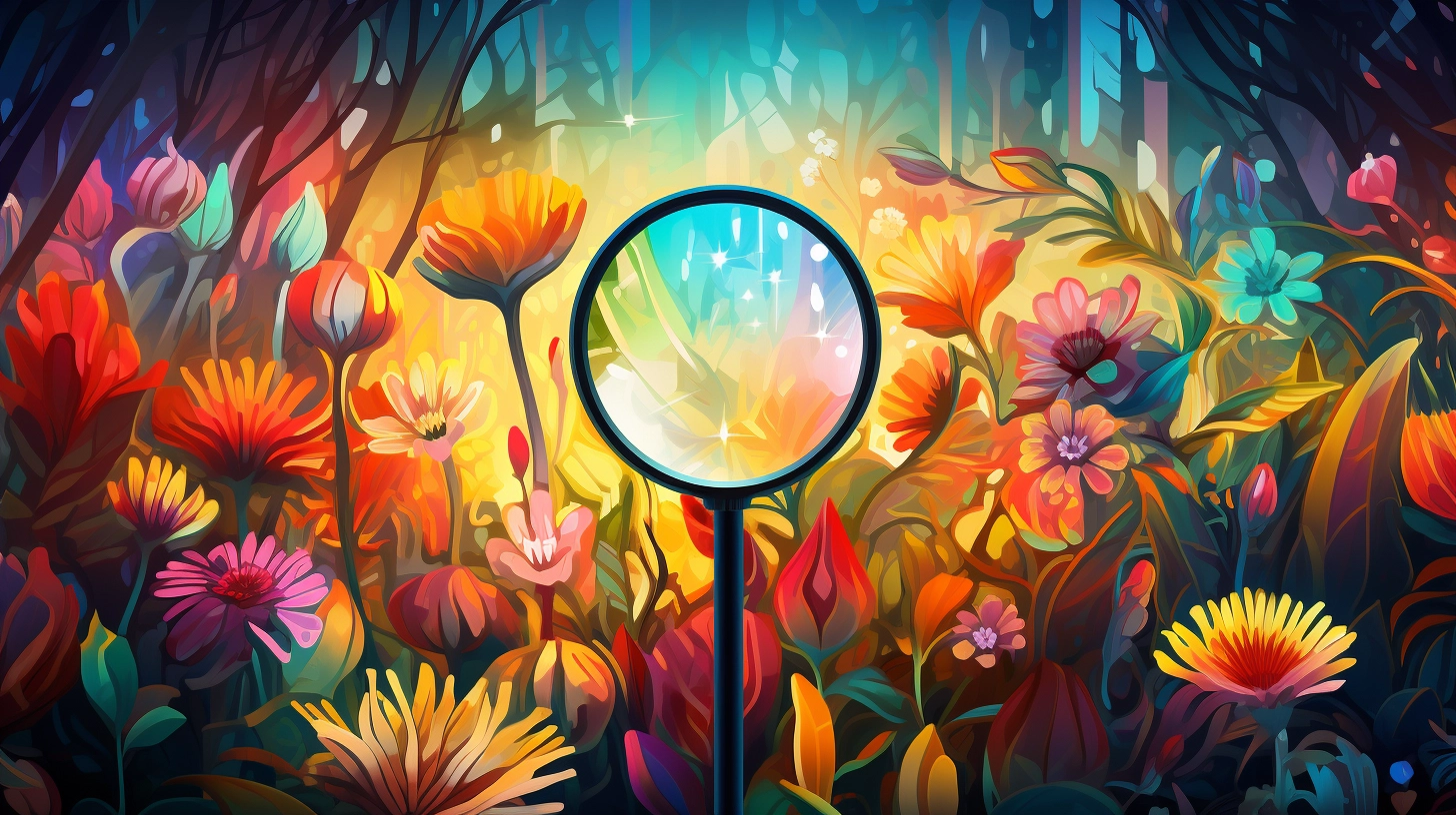 best seo software featured image - magnifying glass in colorful plants