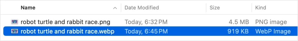png and webp files