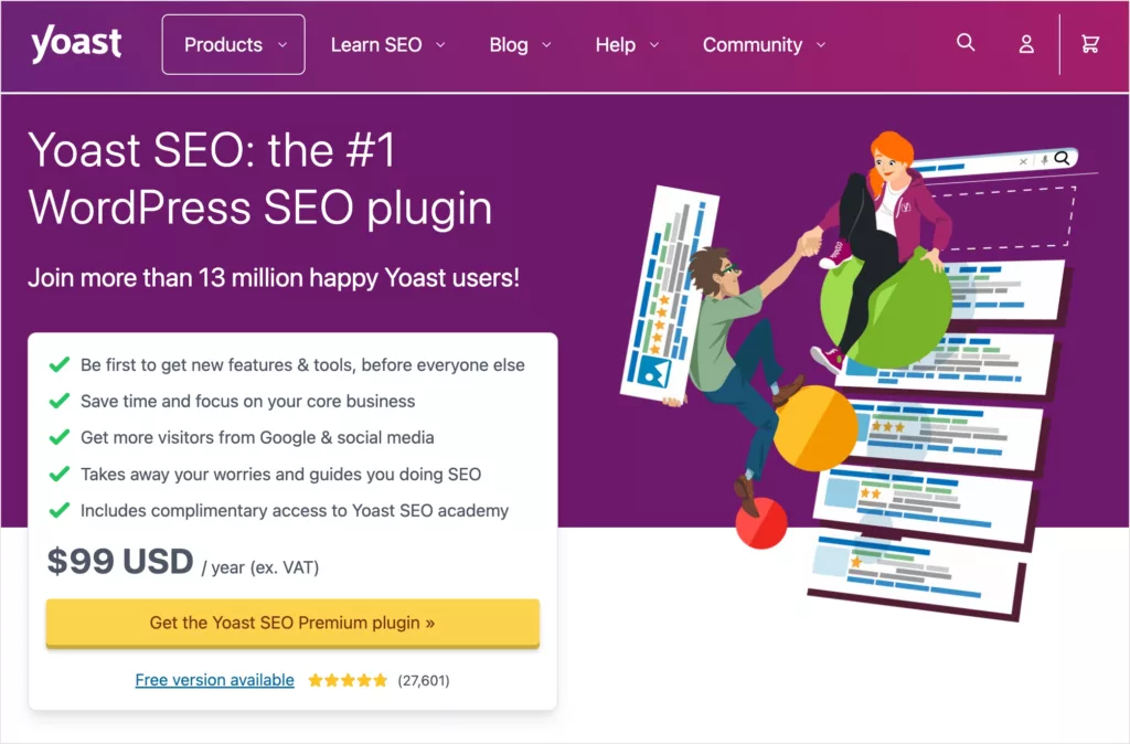 Yoast SEO homepage