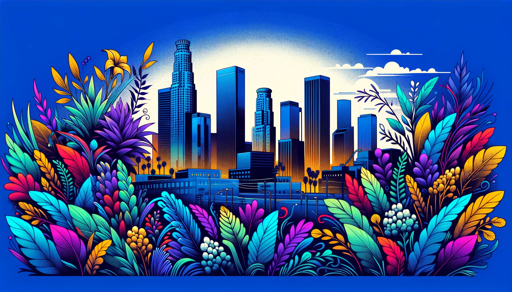 los angeles landscape and colorful leaves