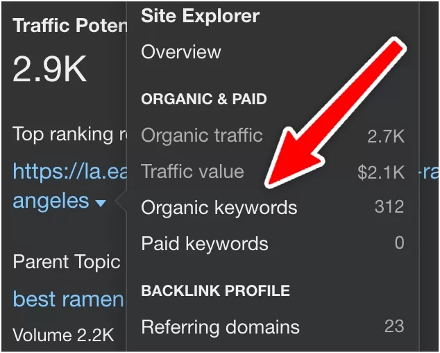 Organic keywords Site Explorer