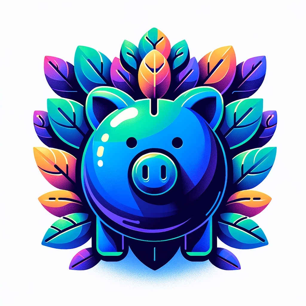 piggy bank and leaves