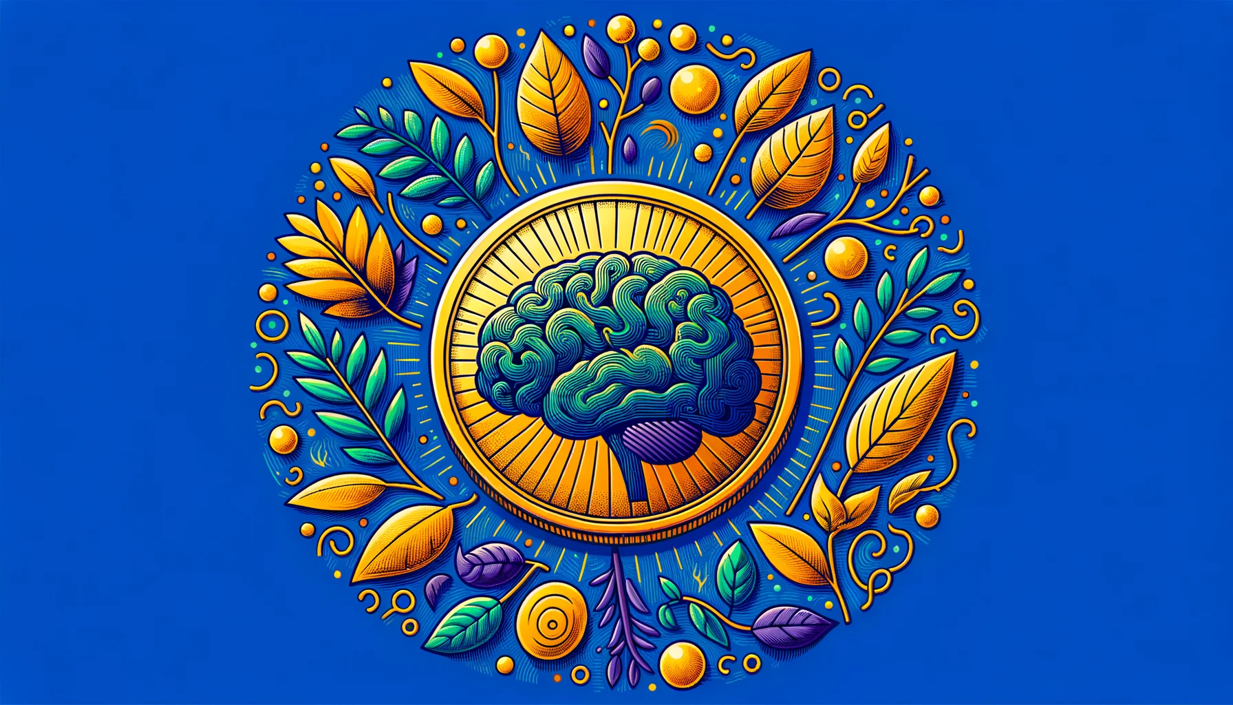 ai tokens cover - brain emblem coin and plants