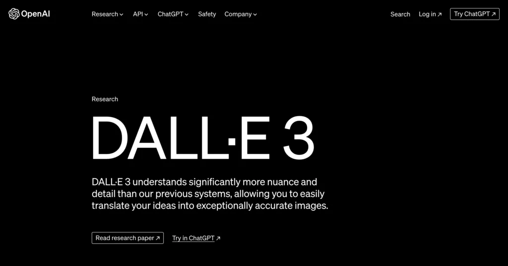 DALL-E 3 landing page