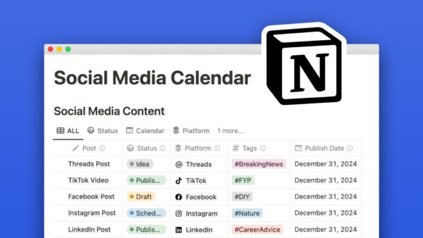 Social Media Calendar - Notion Template