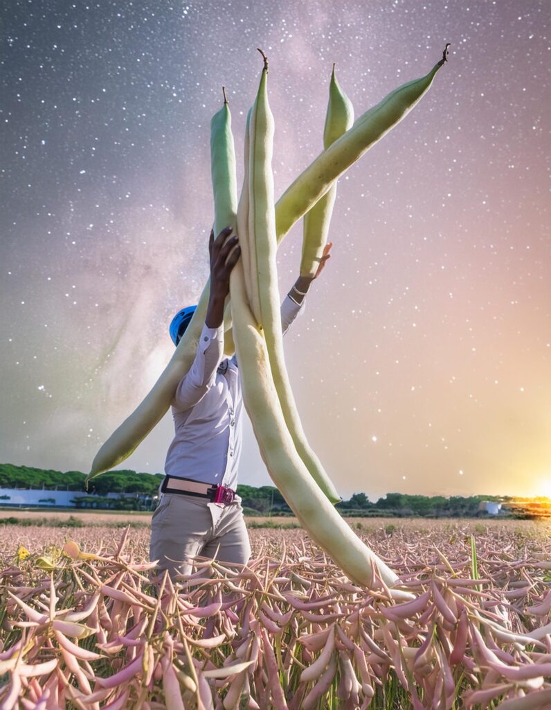 a giant beanstock reaching into space