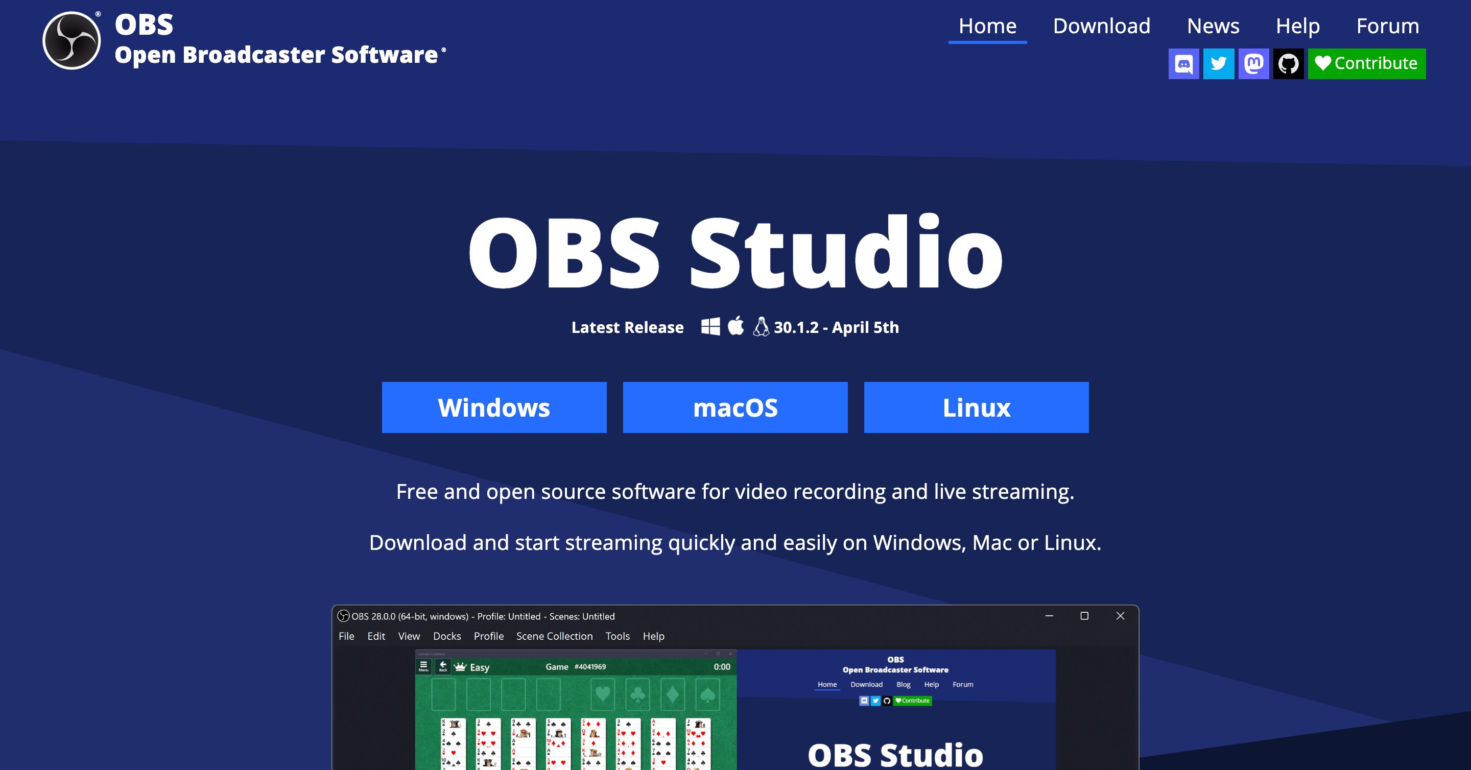 obs studio homepage